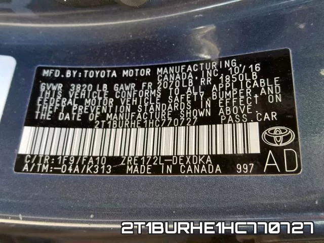 2T1BURHE1HC770727 фото 2