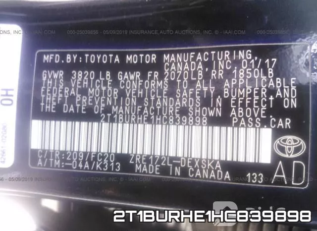 2T1BURHE1HC839898 фото 10