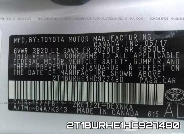 2T1BURHE1HC927480 фото 10