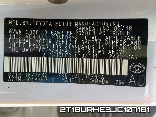 2T1BURHE3JC107181 фото 2