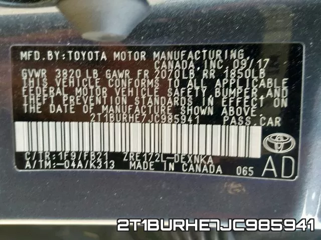 2T1BURHE7JC985941 фото 2