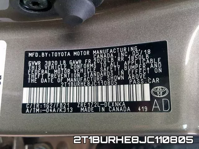 2T1BURHE8JC110805 фото 2