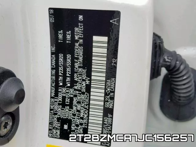 2T2BZMCA7JC156257 фото 2