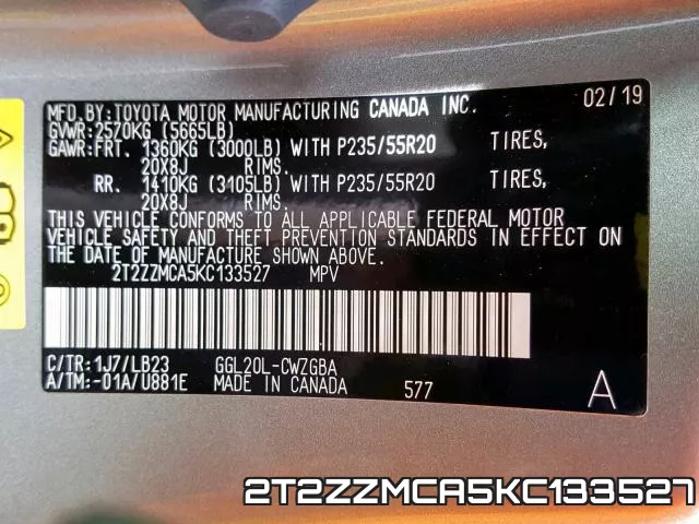 2T2ZZMCA5KC133527 фото 2