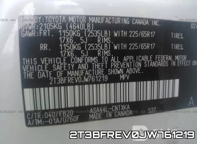 2T3BFREV0JW761219 фото 10