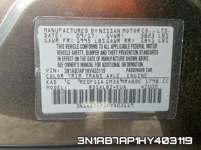 3N1AB7AP1HY403119 фото 2