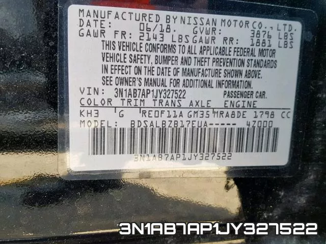 3N1AB7AP1JY327522 фото 2
