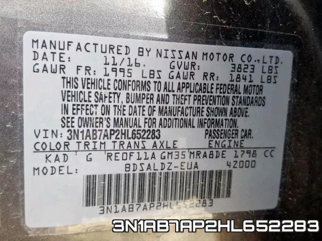 3N1AB7AP2HL652283 фото 2