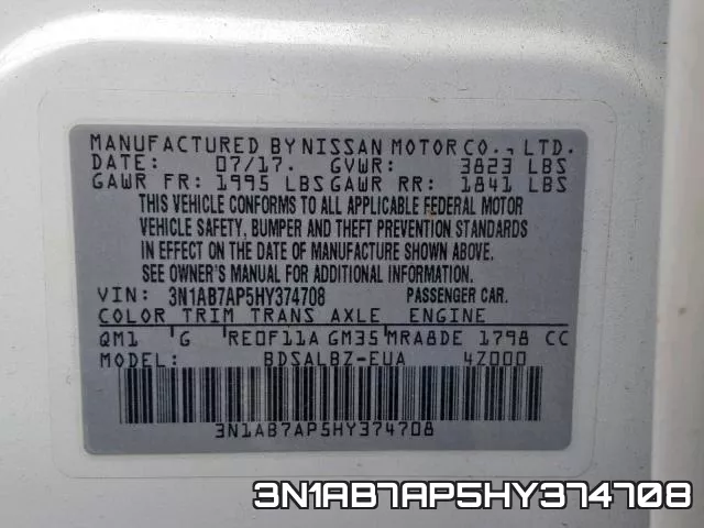 3N1AB7AP5HY374708 фото 2