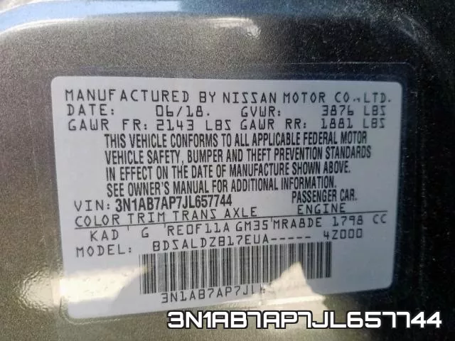 3N1AB7AP7JL657744 фото 2