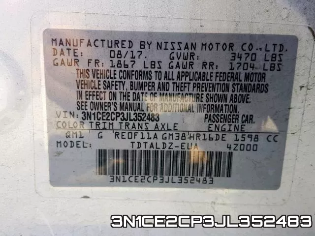 3N1CE2CP3JL352483 фото 2