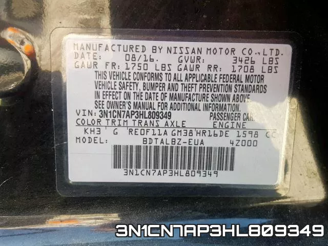 3N1CN7AP3HL809349 фото 2