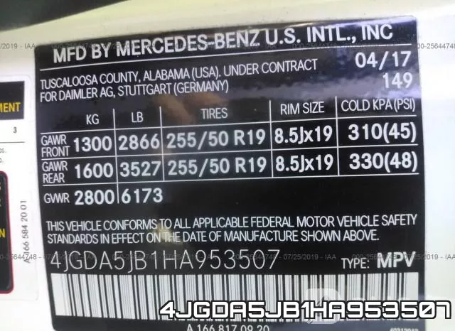 4JGDA5JB1HA953507 фото 10