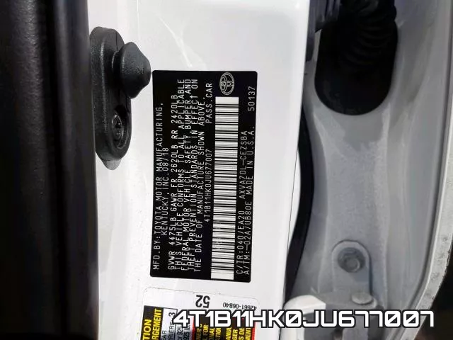 4T1B11HK0JU677007 фото 2