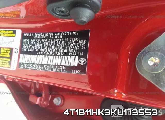 4T1B11HK3KU173553 фото 10