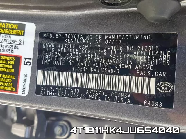 4T1B11HK4JU654040 фото 2