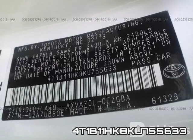 4T1B11HK8KU755633 фото 10