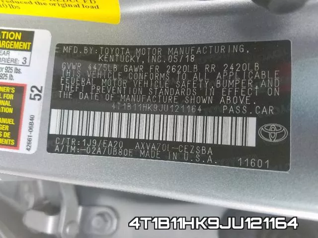 4T1B11HK9JU121164 фото 2