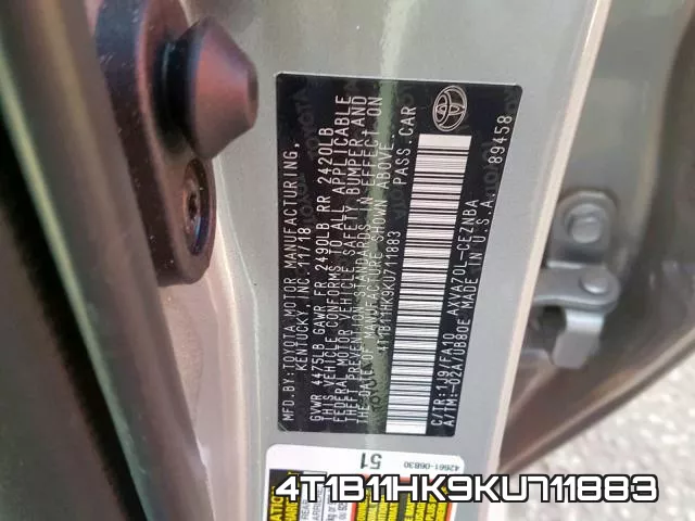 4T1B11HK9KU711883 фото 2