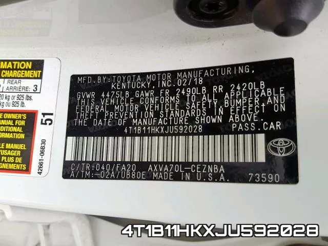 4T1B11HKXJU592028 фото 2