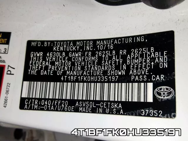 4T1BF1FK0HU335197 фото 2
