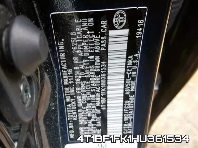 4T1BF1FK1HU361534 фото 2