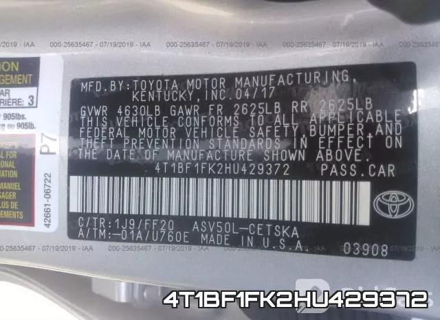 4T1BF1FK2HU429372 фото 10