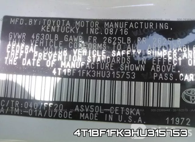 4T1BF1FK3HU315753 фото 10