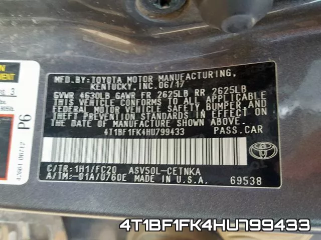 4T1BF1FK4HU799433 фото 2