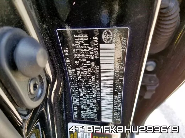 4T1BF1FK8HU293619 фото 2
