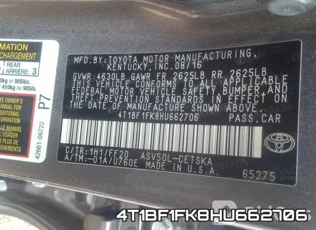 4T1BF1FK8HU662706 фото 10