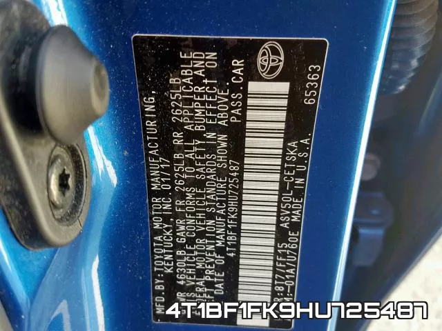 4T1BF1FK9HU725487 фото 2