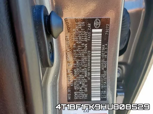 4T1BF1FK9HU808529 фото 2
