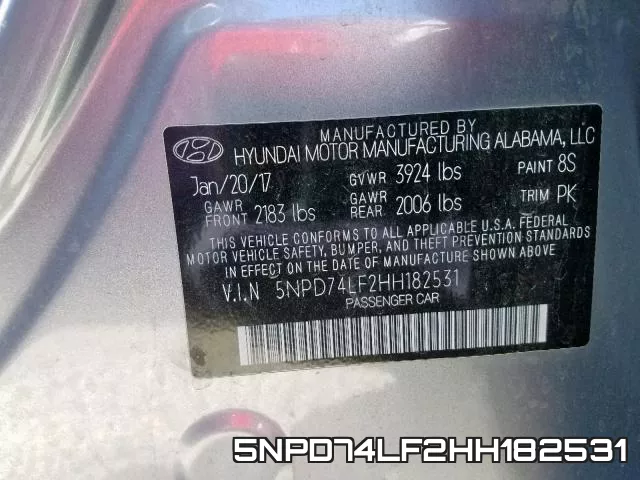 5NPD74LF2HH182531 фото 2