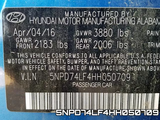 5NPD74LF4HH050709 фото 2