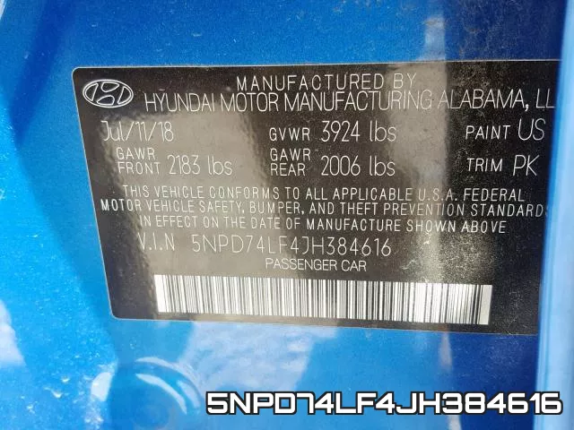 5NPD74LF4JH384616 фото 2
