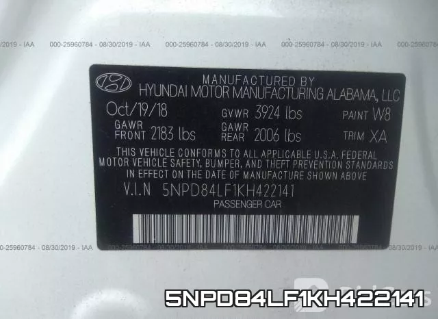 5NPD84LF1KH422141 фото 10