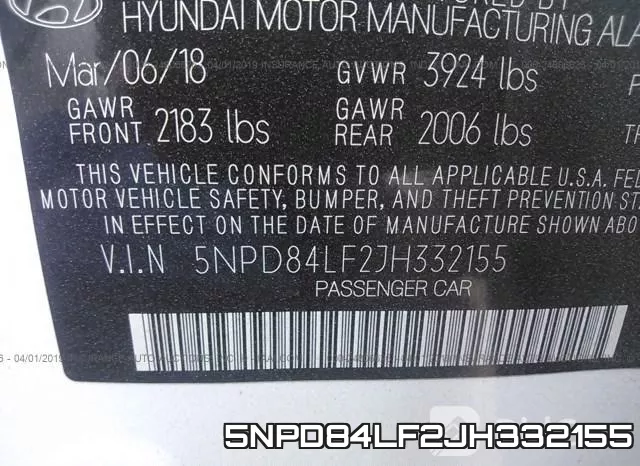 5NPD84LF2JH332155 фото 10