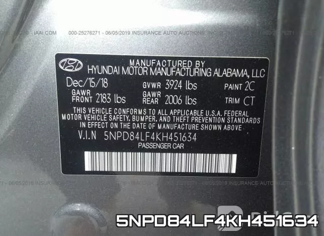 5NPD84LF4KH451634 фото 10