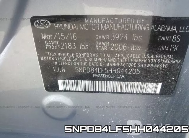 5NPD84LF5HH044205 фото 10