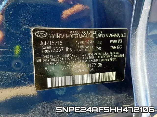 5NPE24AF5HH472106 фото 2