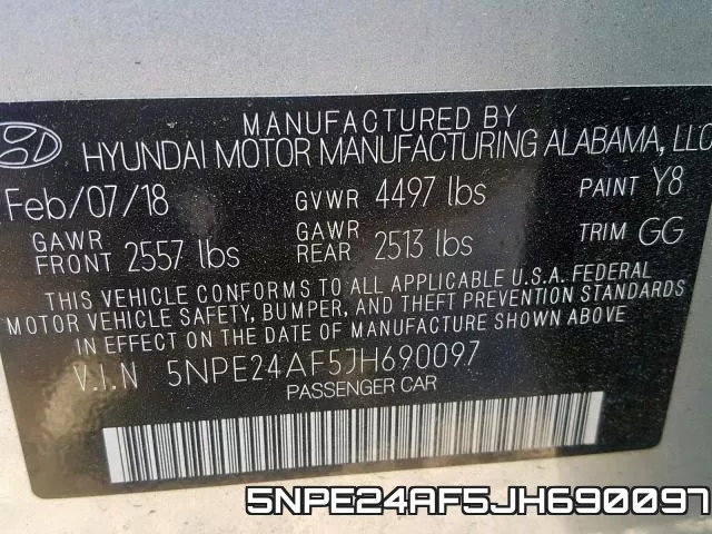 5NPE24AF5JH690097 фото 2