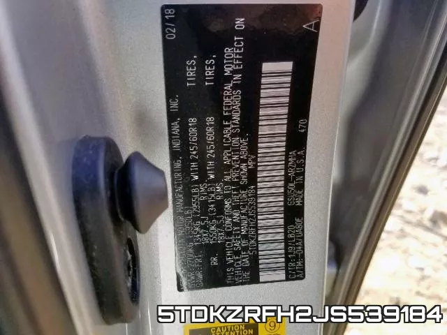 5TDKZRFH2JS539184 фото 2
