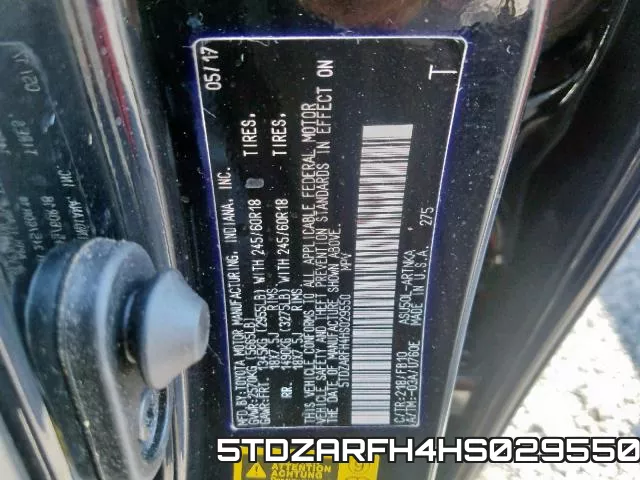 5TDZARFH4HS029550 фото 2