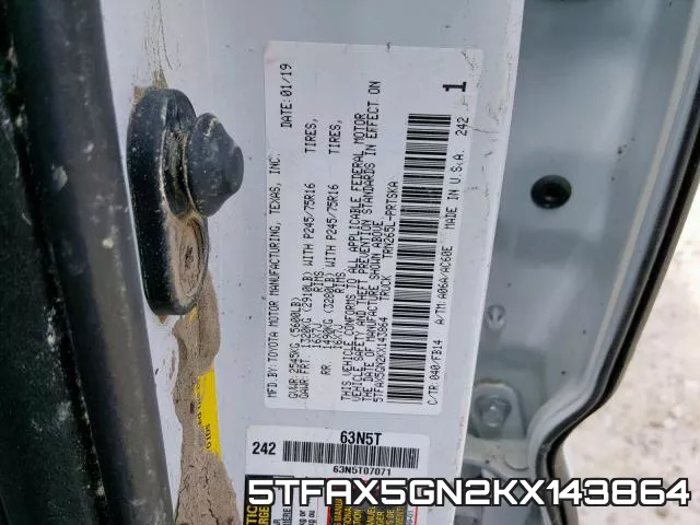 5TFAX5GN2KX143864 фото 2