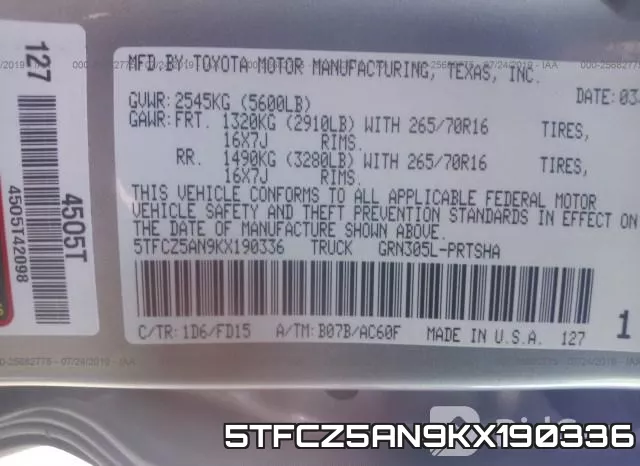 5TFCZ5AN9KX190336 фото 10