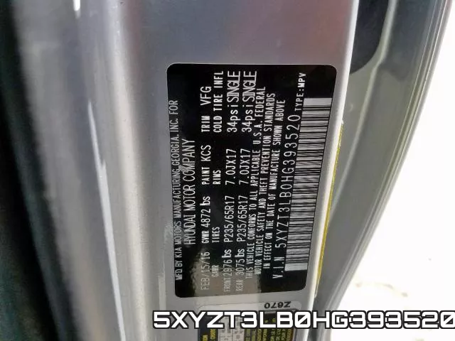 5XYZT3LB0HG393520 фото 2