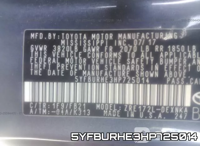 5YFBURHE3HP725014 фото 10