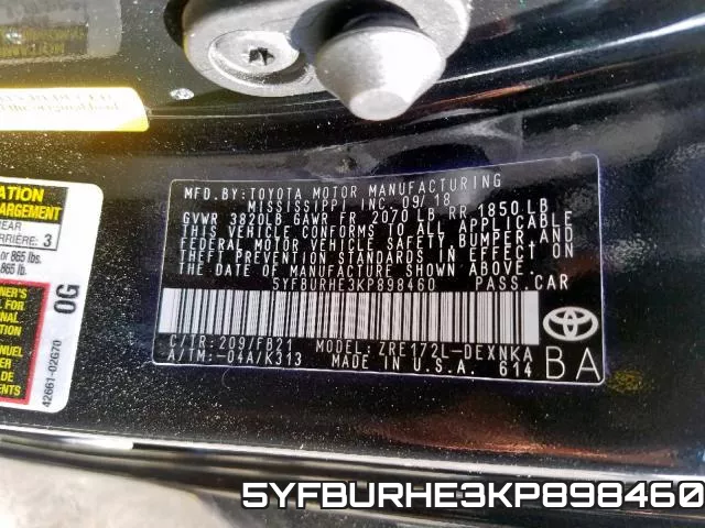 5YFBURHE3KP898460 фото 2