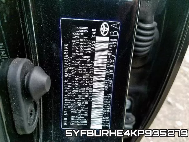 5YFBURHE4KP935273 фото 2